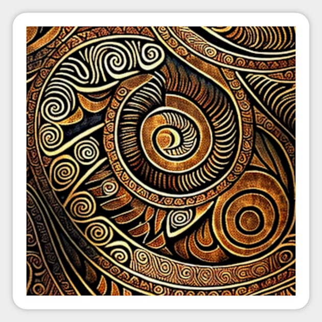 Maori pattern in black, brown and cream Sticker by kansaikate